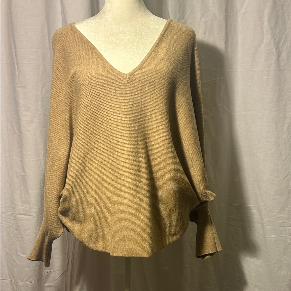 Kerisma Women's V-Neck Sweater in Warm Tan